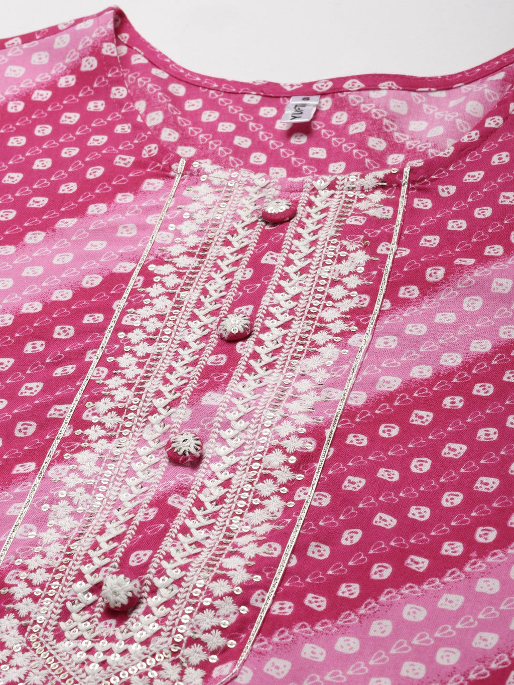 Yufta Pink Embroidered Kurta