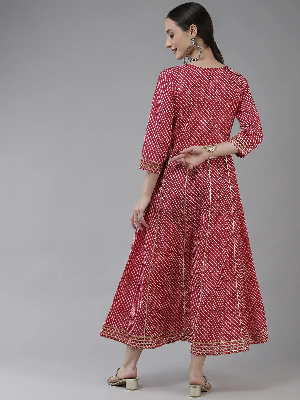 Yufta Pink Ethnic Motifs Maxi Dress