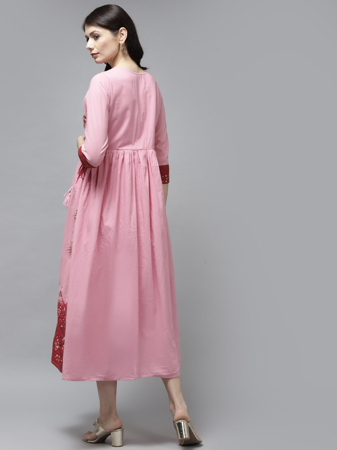 Yufta Pink & Maroon Ethnic Dress