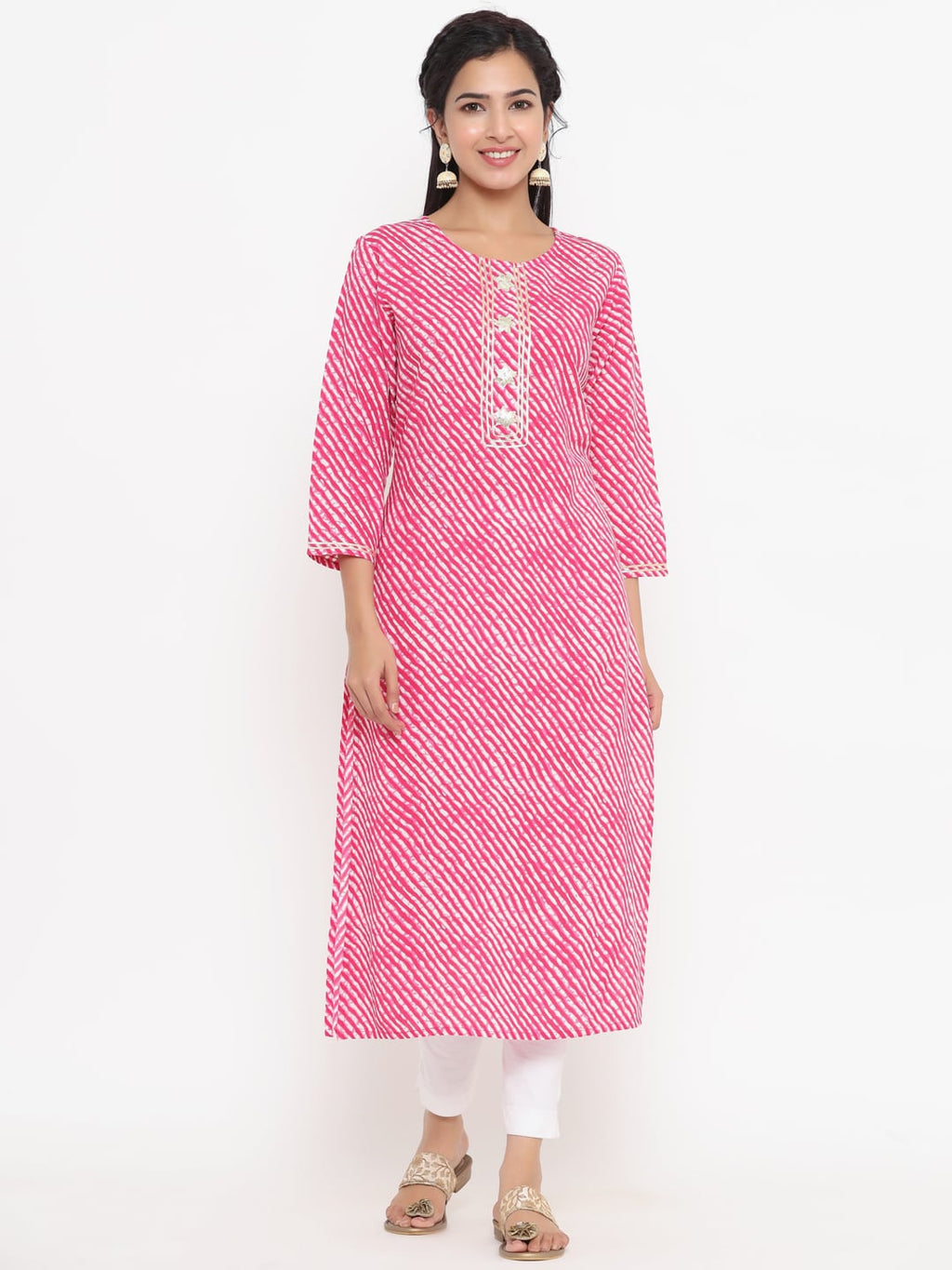 Yufta Pink Printed Kurta
