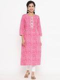 Yufta Pink Printed Kurta