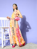 Yufta Pink & Yellow Ethnic Maxi Dress