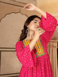 Yufta Pink & Yellow Ethnic Motifs Ethnic Dress