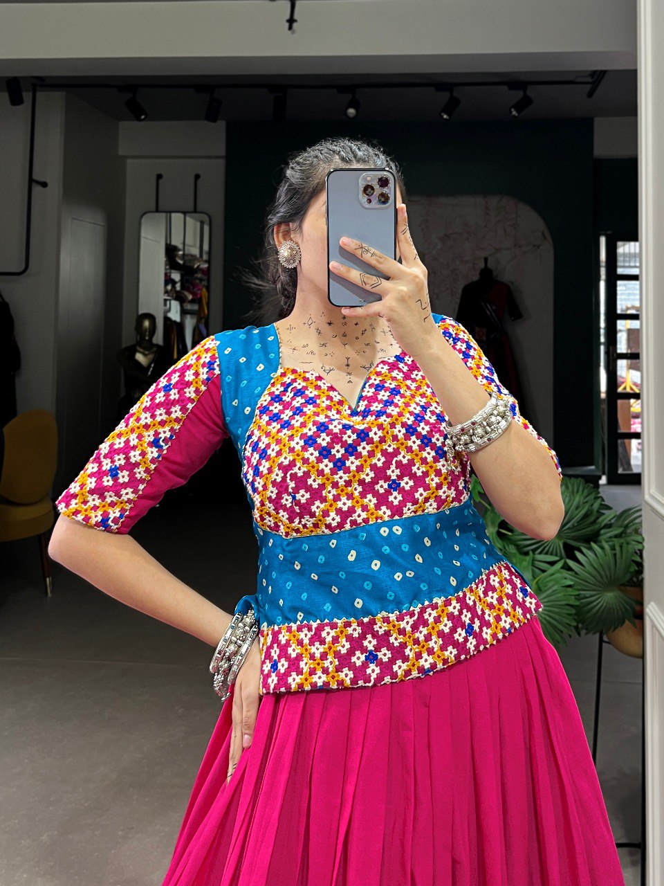 Lorenvalley Pink Pure Cotton Plain With Gota Patti Touch Up Lehenga Choli