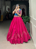 Lorenvalley Pure Cotton Pink Plain With Gota Patti Touch Up Lehenga Choli