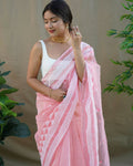 Vamsee Kamal Pink Organza Saree