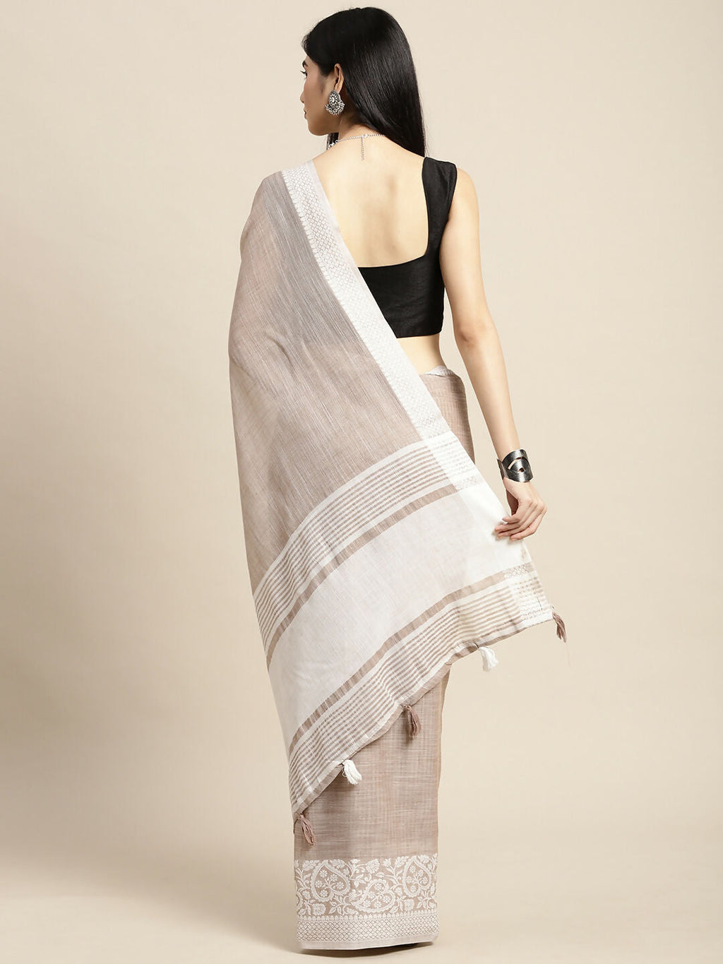 Shree Shyam Fashion Linen Beige Saree
