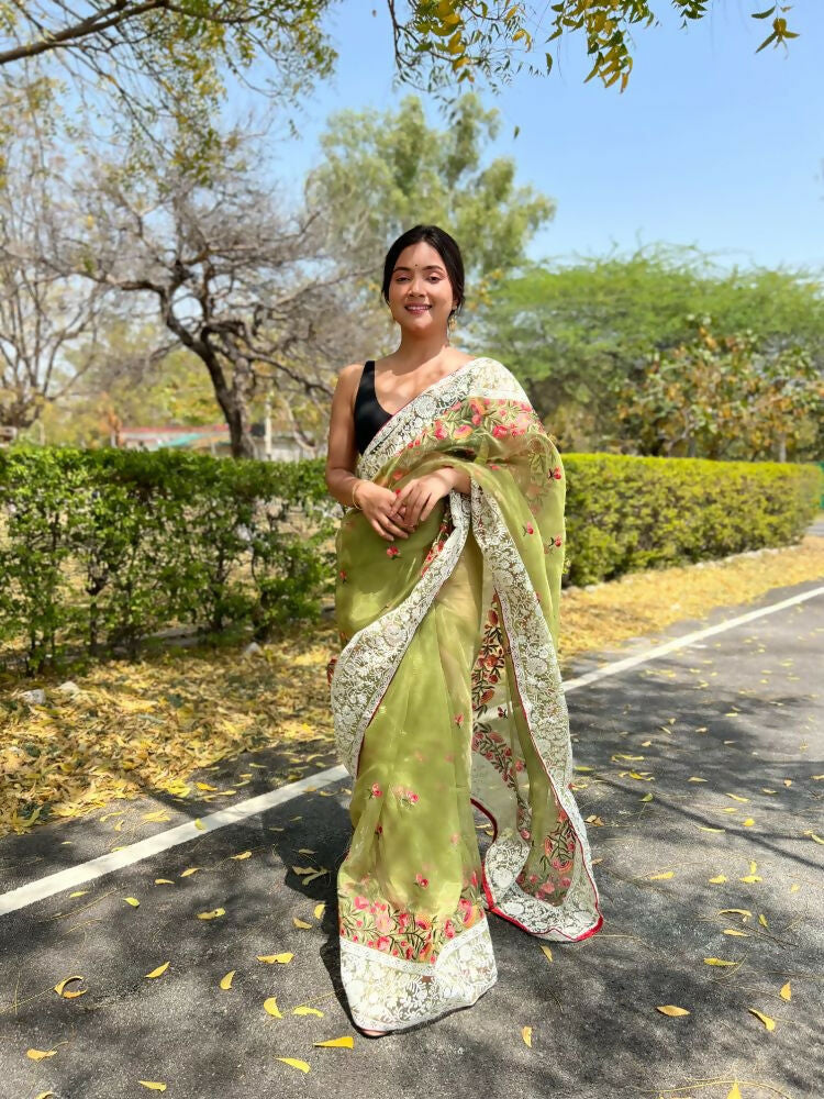 Vamsee Riddhi-Siddhi -1 Green Organza Saree