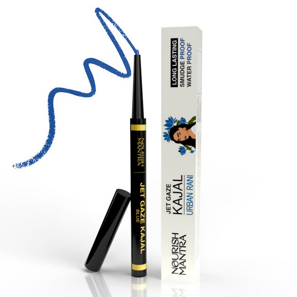 Nourish Mantra Jet Gaze Kajal Urban Rani - Blue with Almond Oil & Vitamin E