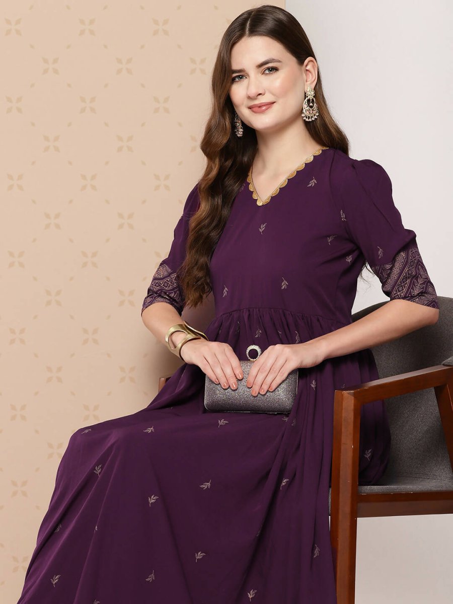 Ahalyaa Women's Traditional wear Ethnic Dress - Burgundy