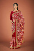 Vamsee Maroon Organza Saree