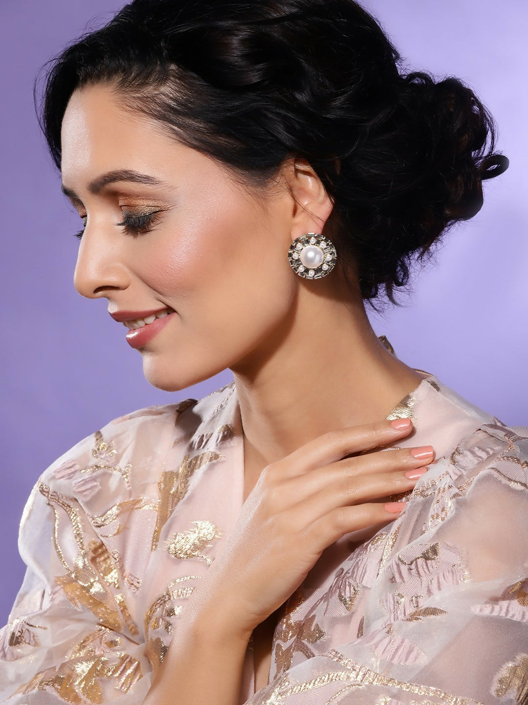 Round Pearl Earrings- Ruby Raang