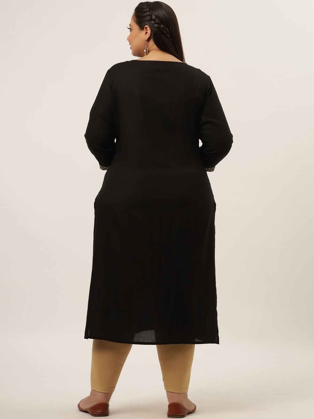 Yufta Black Embroidered Kurta Plus Size Women