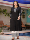 Yufta Plus Size Embroidered Cotton Kurta Dupatta Set
