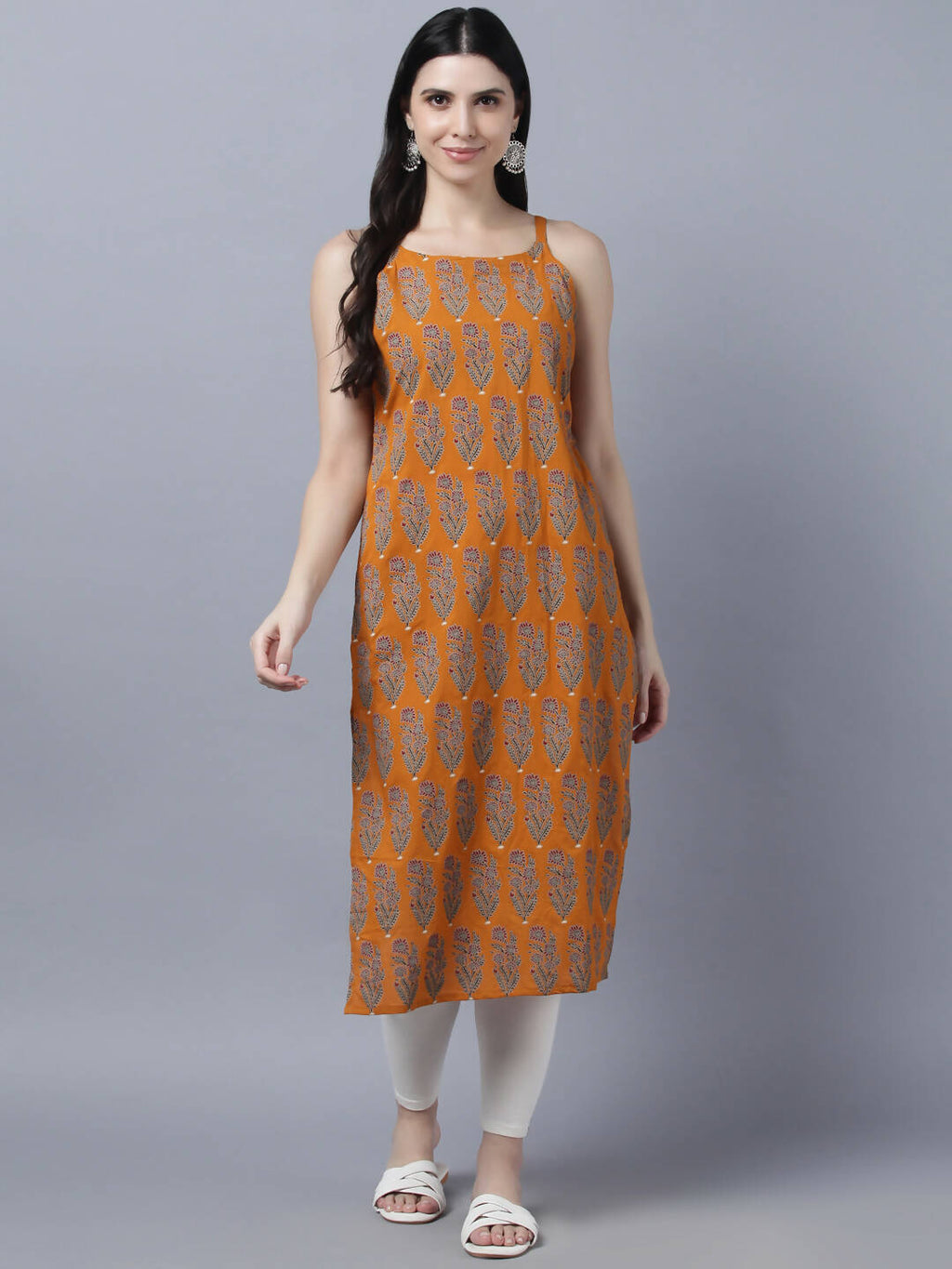 Myshka Stylish Mustard Sleeveless Women's Kurta