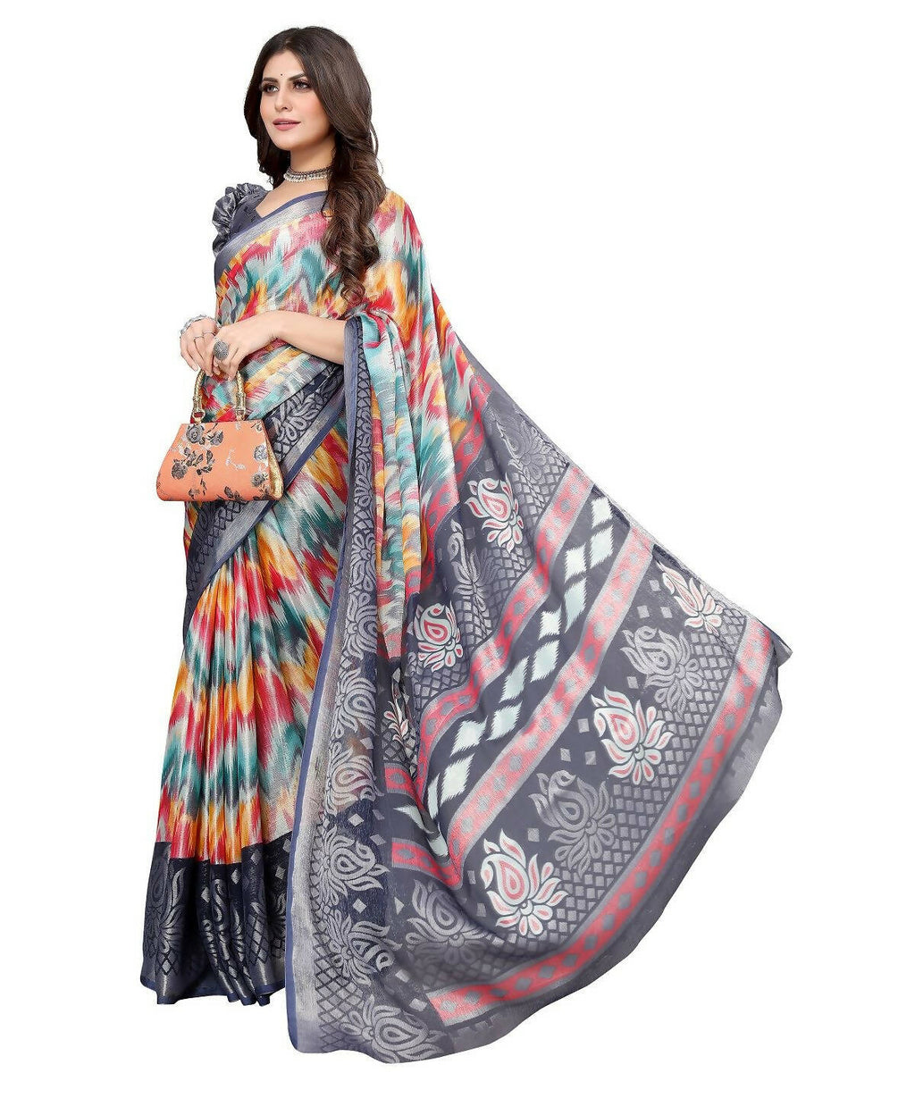 Vamika Grey Chiffon Brasso Bollywood Style Woven Saree (KARUNA GREY)