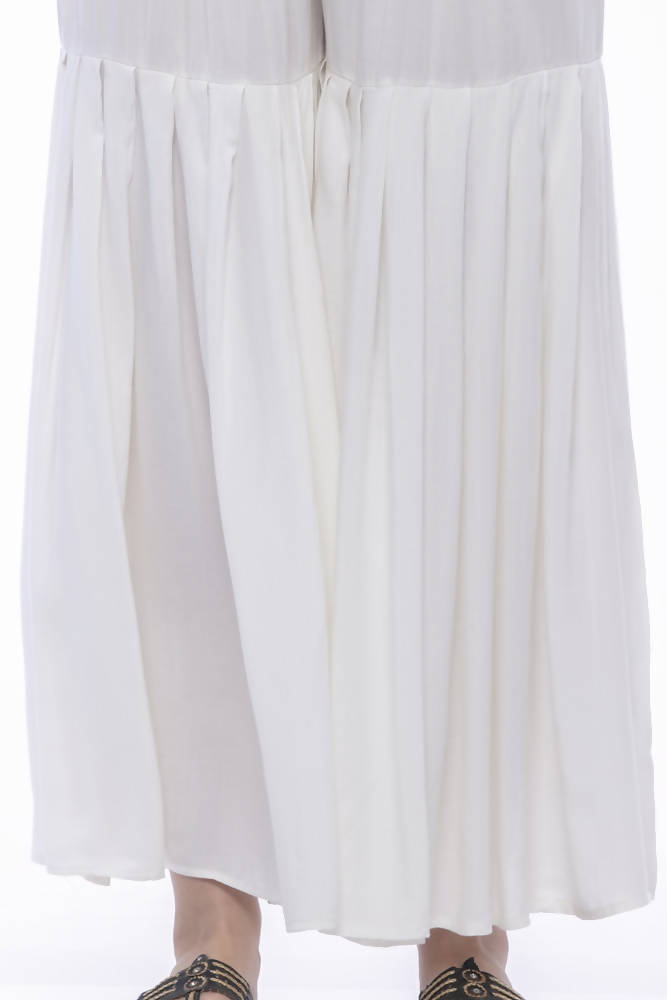 Mominos Fashion Reyon Cotton Off White Palazzo