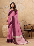 Shree Shyam Fashion Rani Pink Linen Saree
