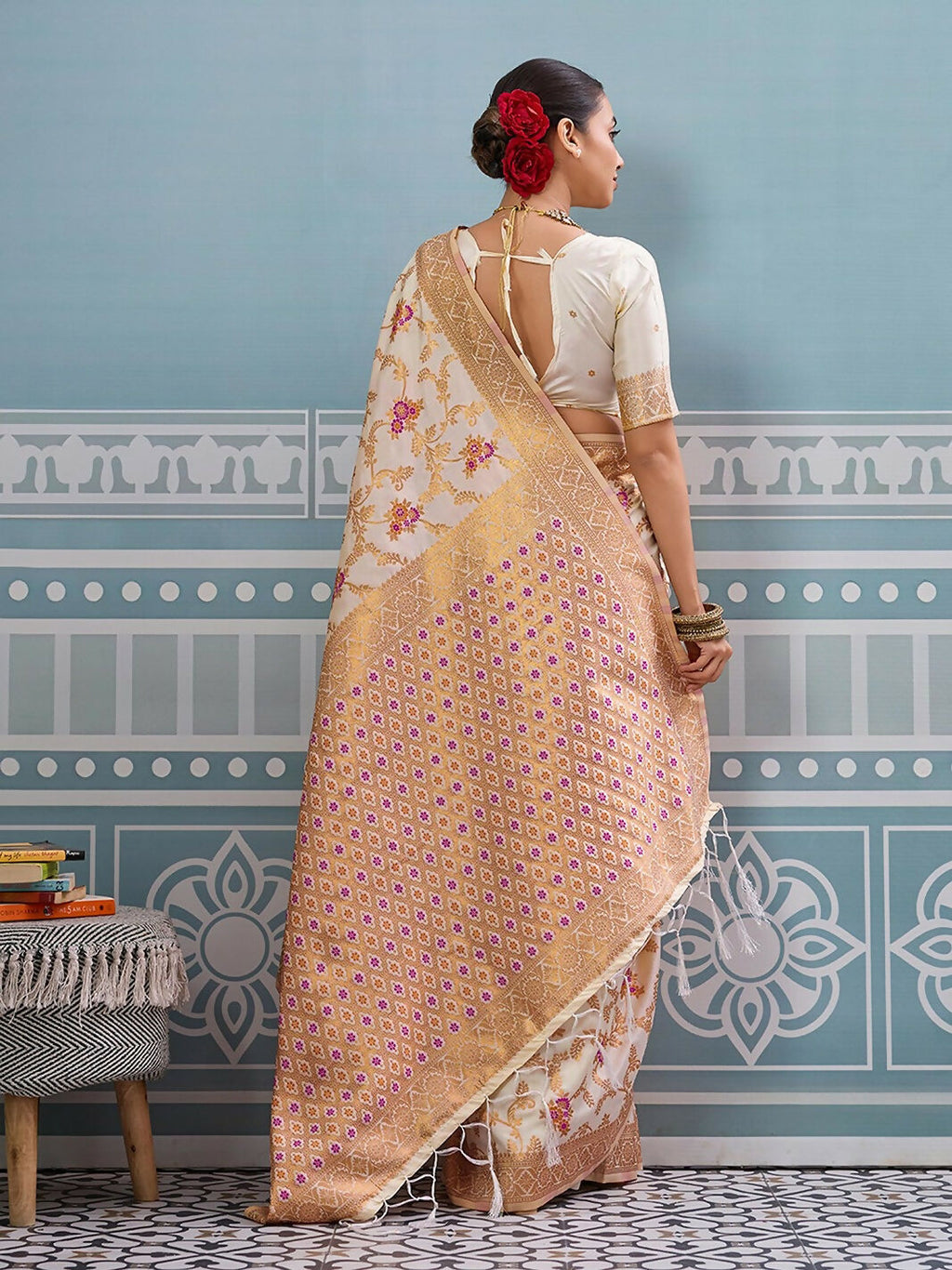 Shree Shyam Fashion Cream Silk Saree