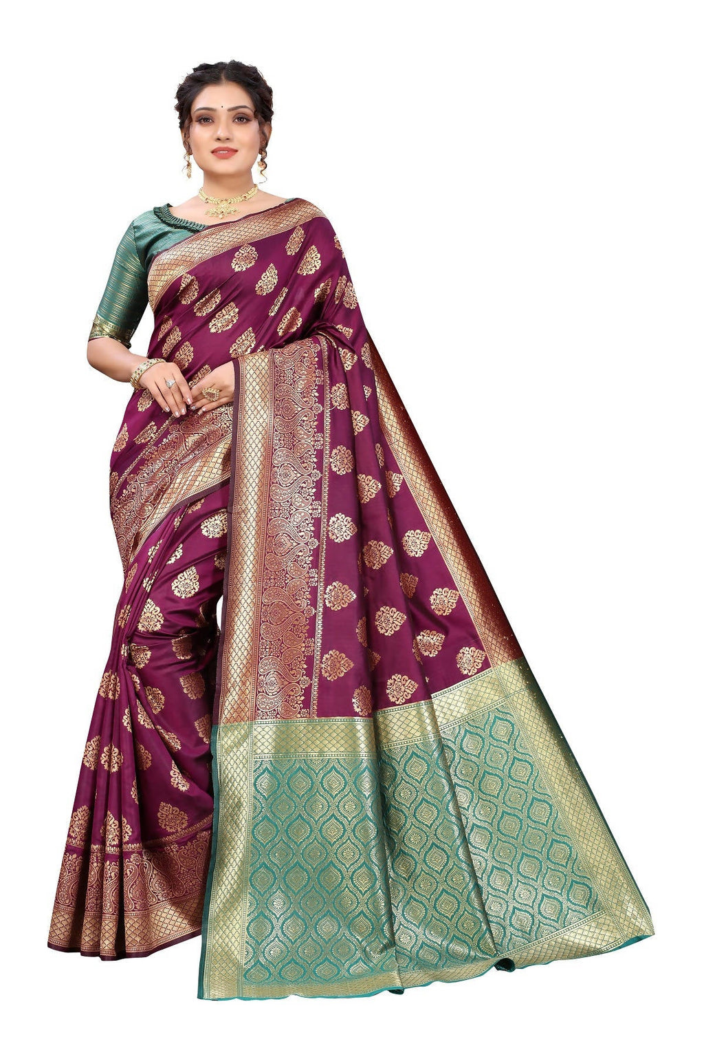 Vamika Ethnic Fire Purple Weaving Banarasi Jacquard Saree