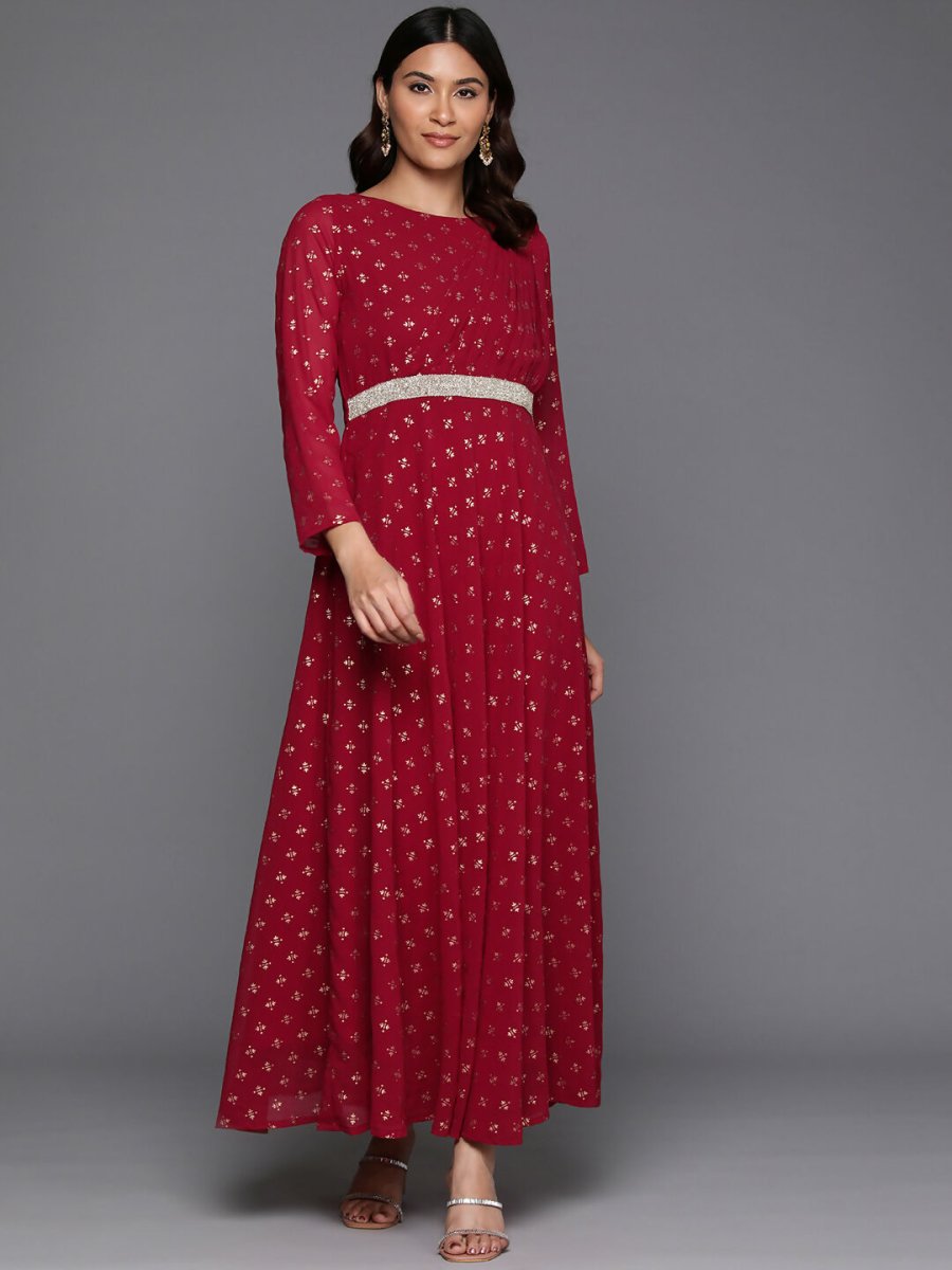 Ahalyaa Women's Traditional wear Ethnic Dress - Maroon