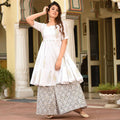 PartyWear Designer White Pure Maslin Palazzo Suit - Anbazaar