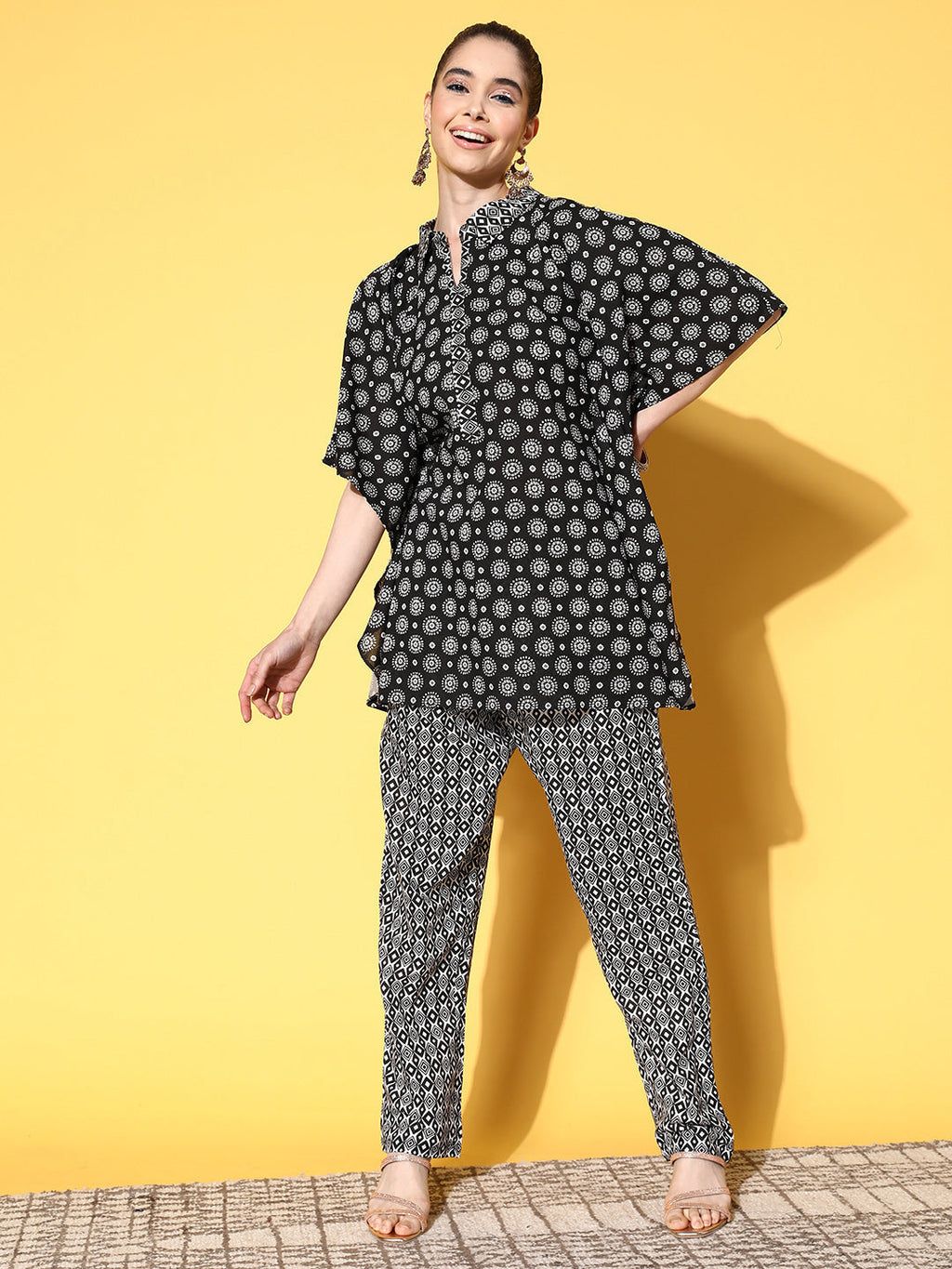 Yufta Printed Cotton Top with Trousers