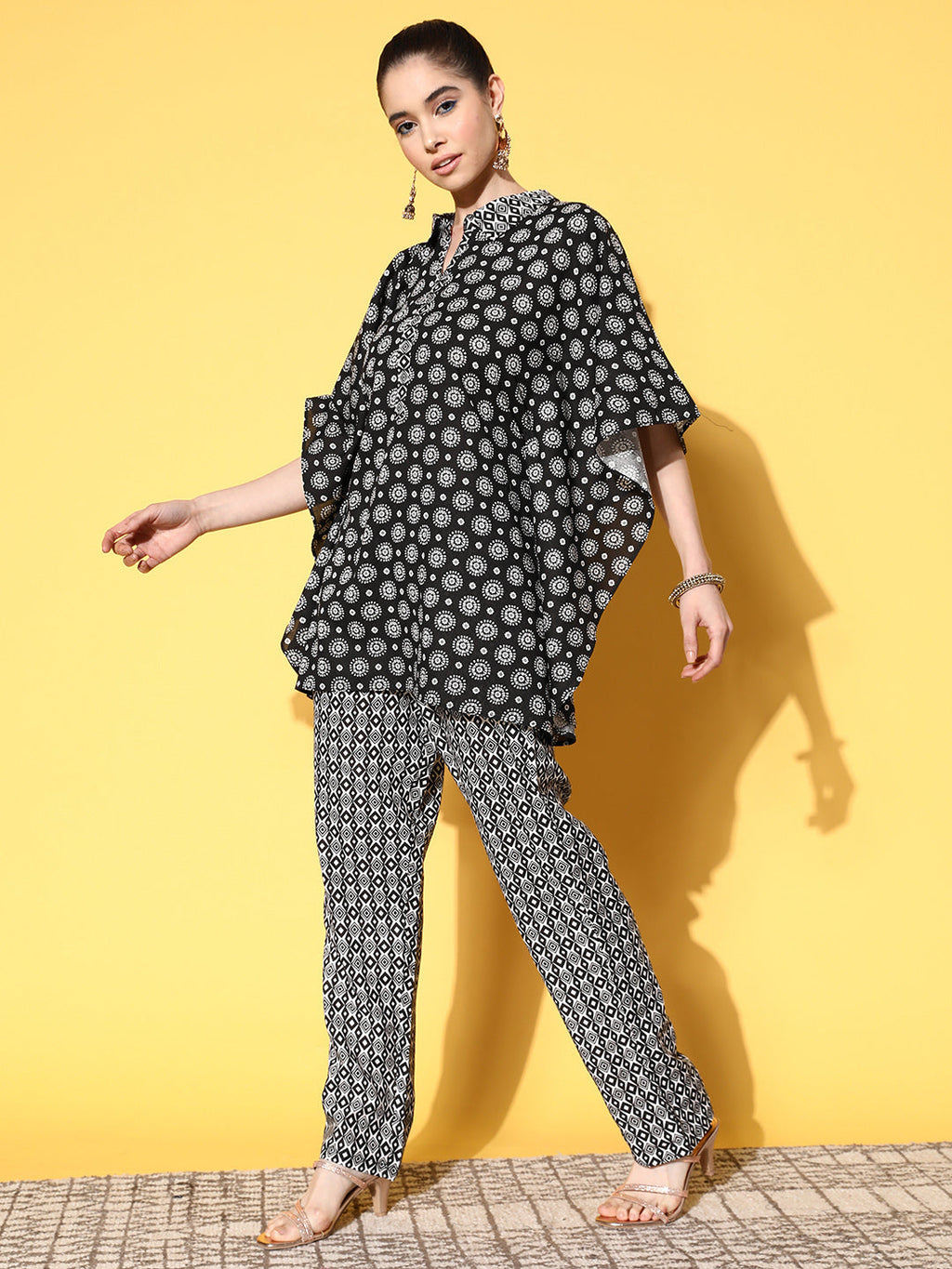 Yufta Printed Cotton Top with Trousers