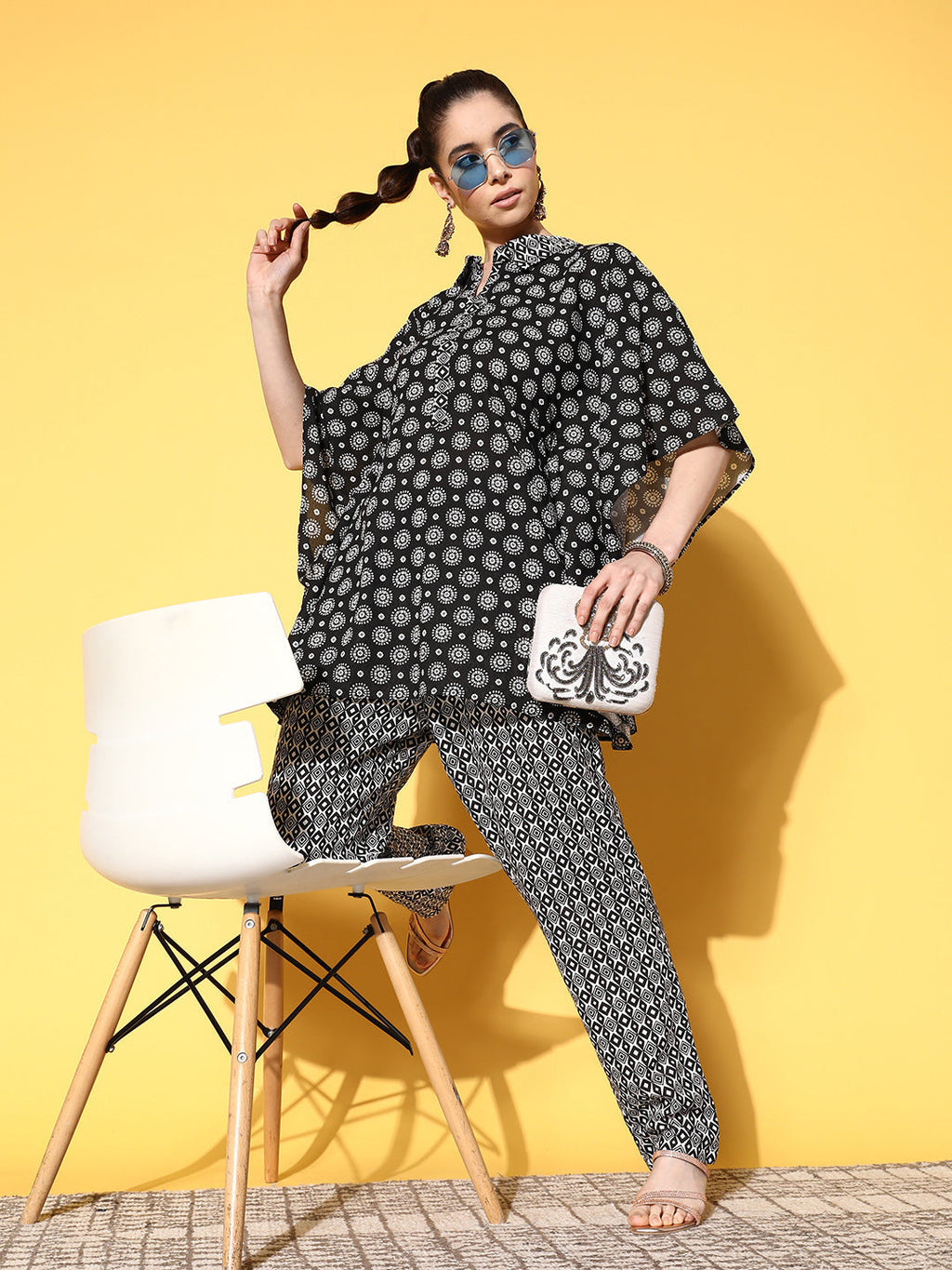Yufta Printed Cotton Top with Trousers