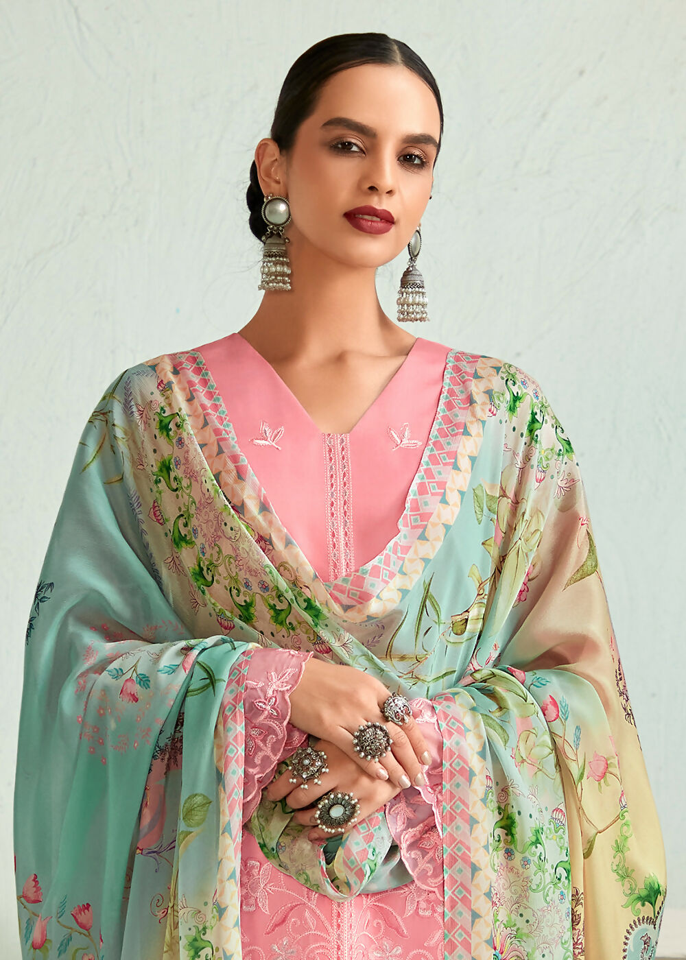 Pretty Pink Pure Muslin Resham Embroidered Salwar Suit - Emponline