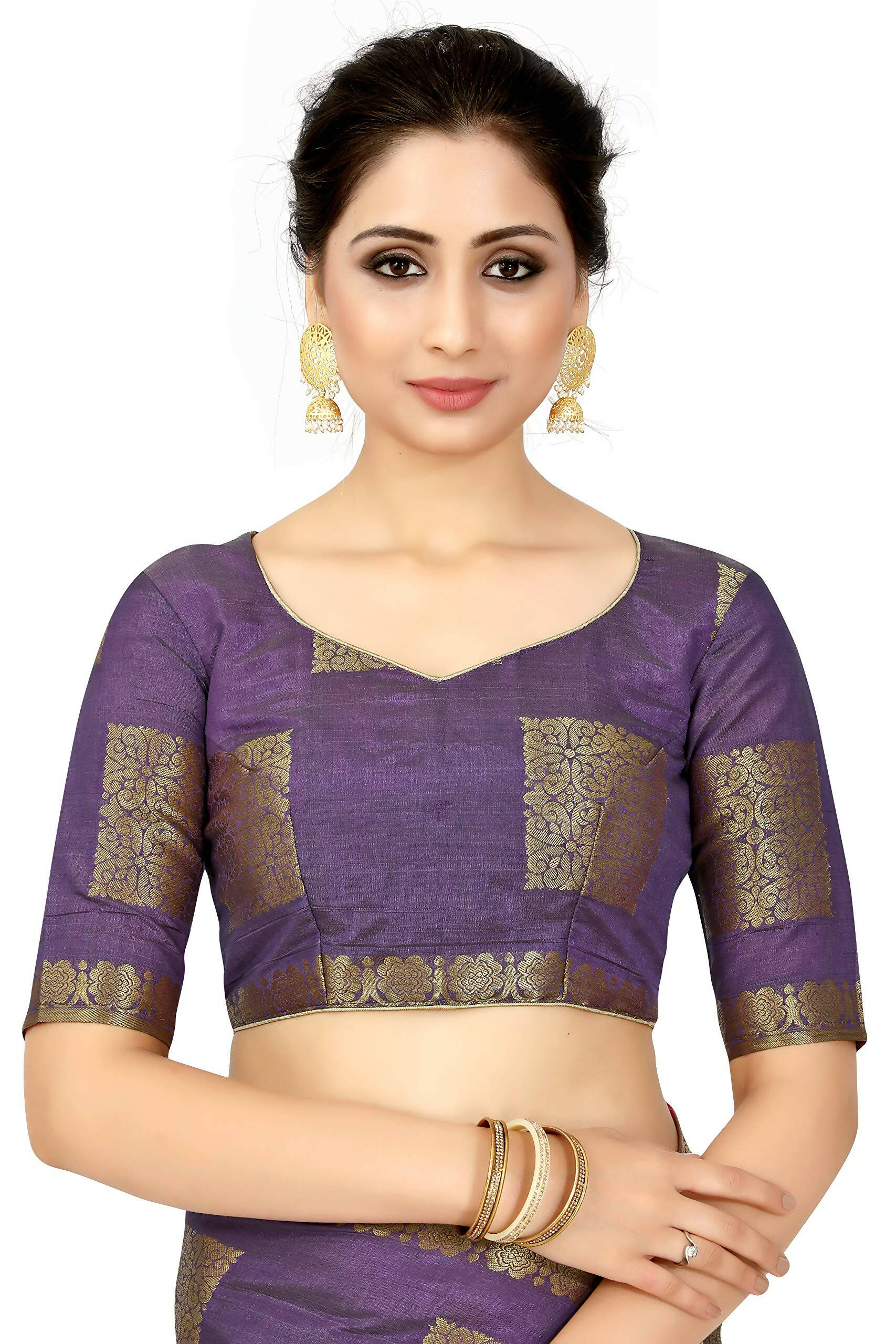 Mimosa Women's Kanchipuram Tussar Silk Purple Saree