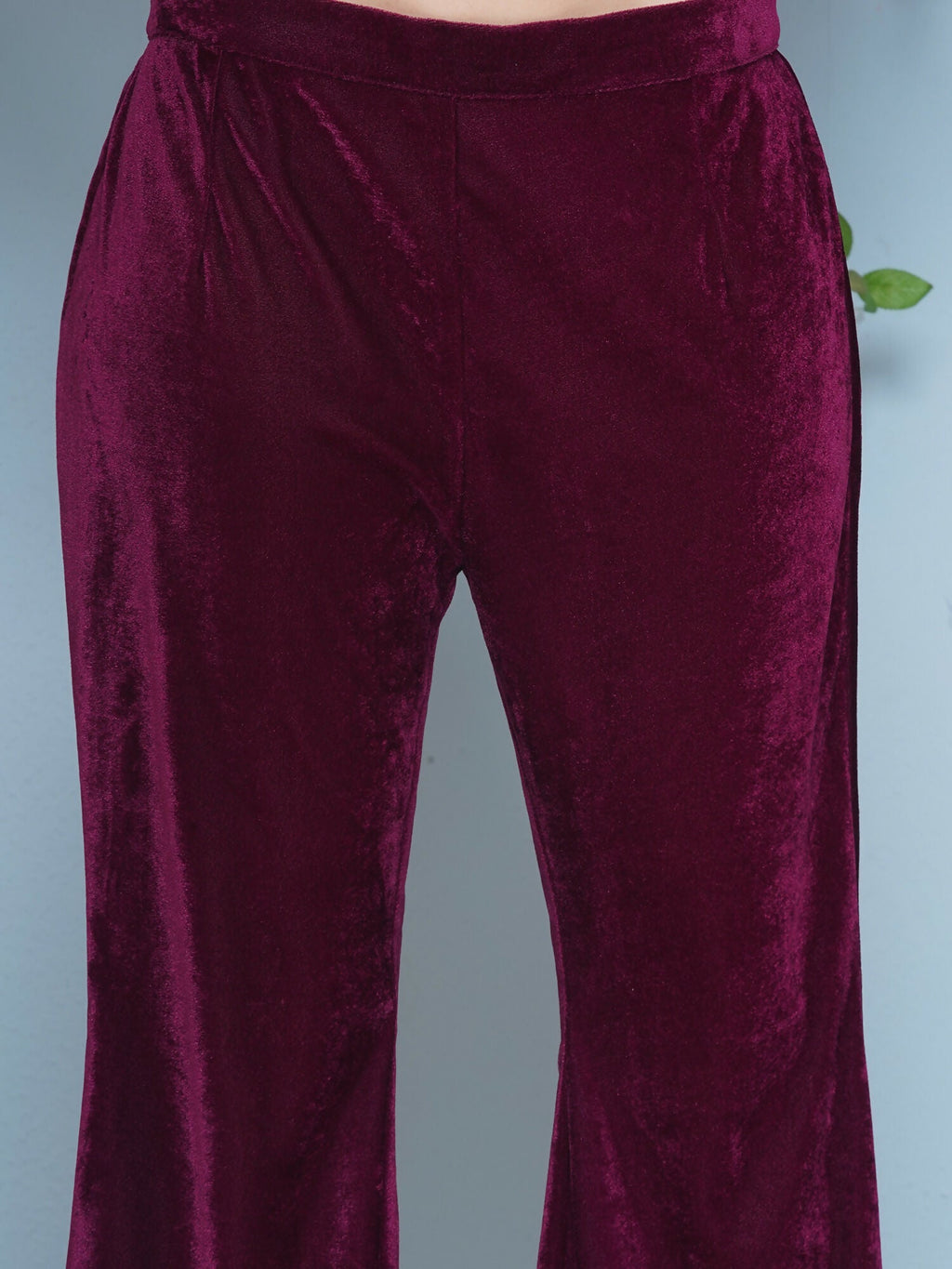 Joban Fashion Wine Velvet Hand Embellished Coord Set