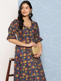 Yufta Puff Sleeves Pure Cotton Anarkali Kurta