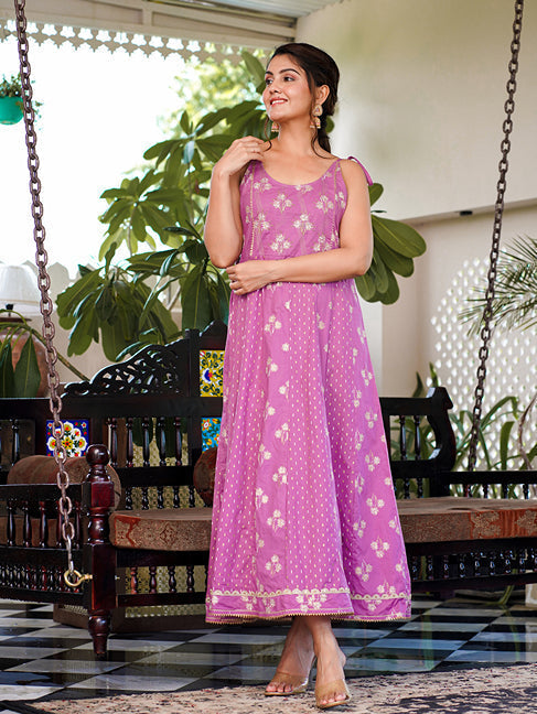 Yufta Purple strappy anarkali dress design