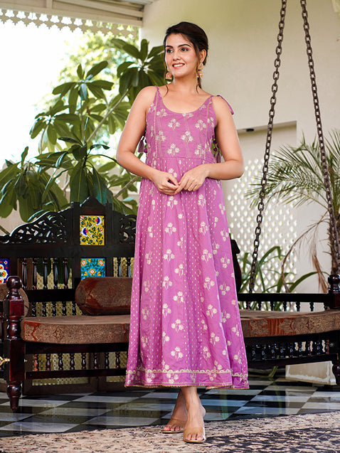 Yufta Purple strappy anarkali dress design