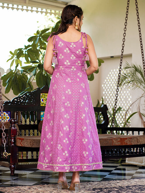 Yufta Purple strappy anarkali dress design