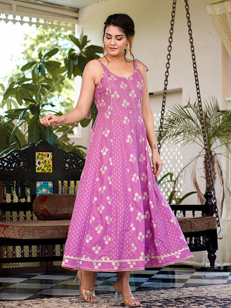 Yufta Purple strappy anarkali dress design