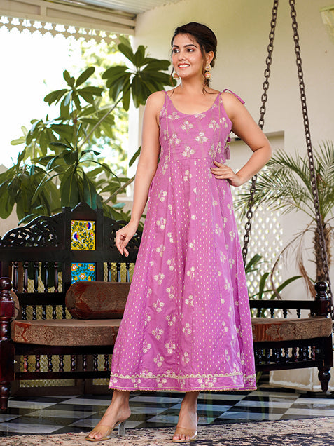 Yufta Purple strappy anarkali dress design