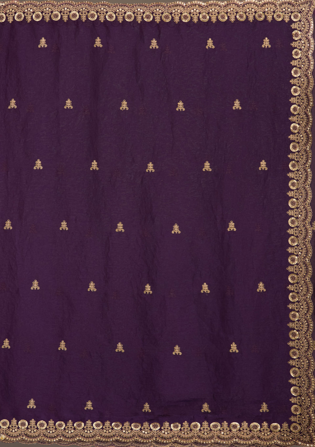 Lorenvalley Fashion Purple Fendi Satin with Embroidery Double Sequence Work Saree with Blouse