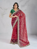 Ai Fashion Red Georgette Digital Print Party Wear Saree