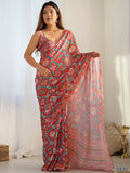 Designer Partywear Georgette Red Fancy Saree - Durga