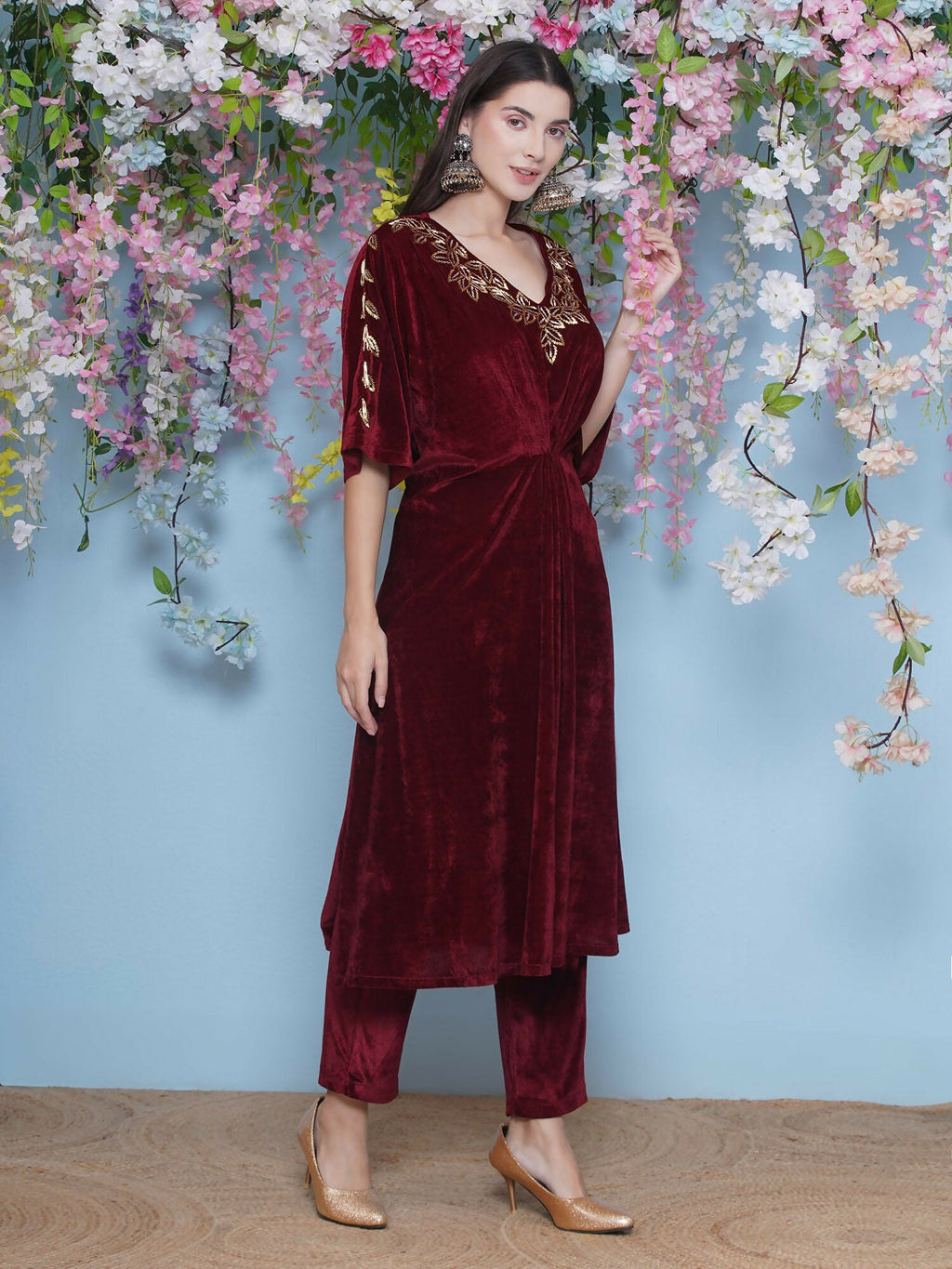 Joban Fashion Maroon Hand Embellished Coord Set