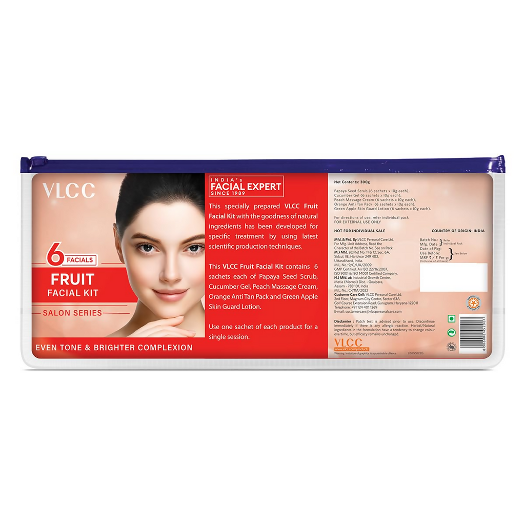VLCC Salon Series Fruit Facial Kit - (6 Facials) For Lightens Dark Spots & Brightens Skin Tone