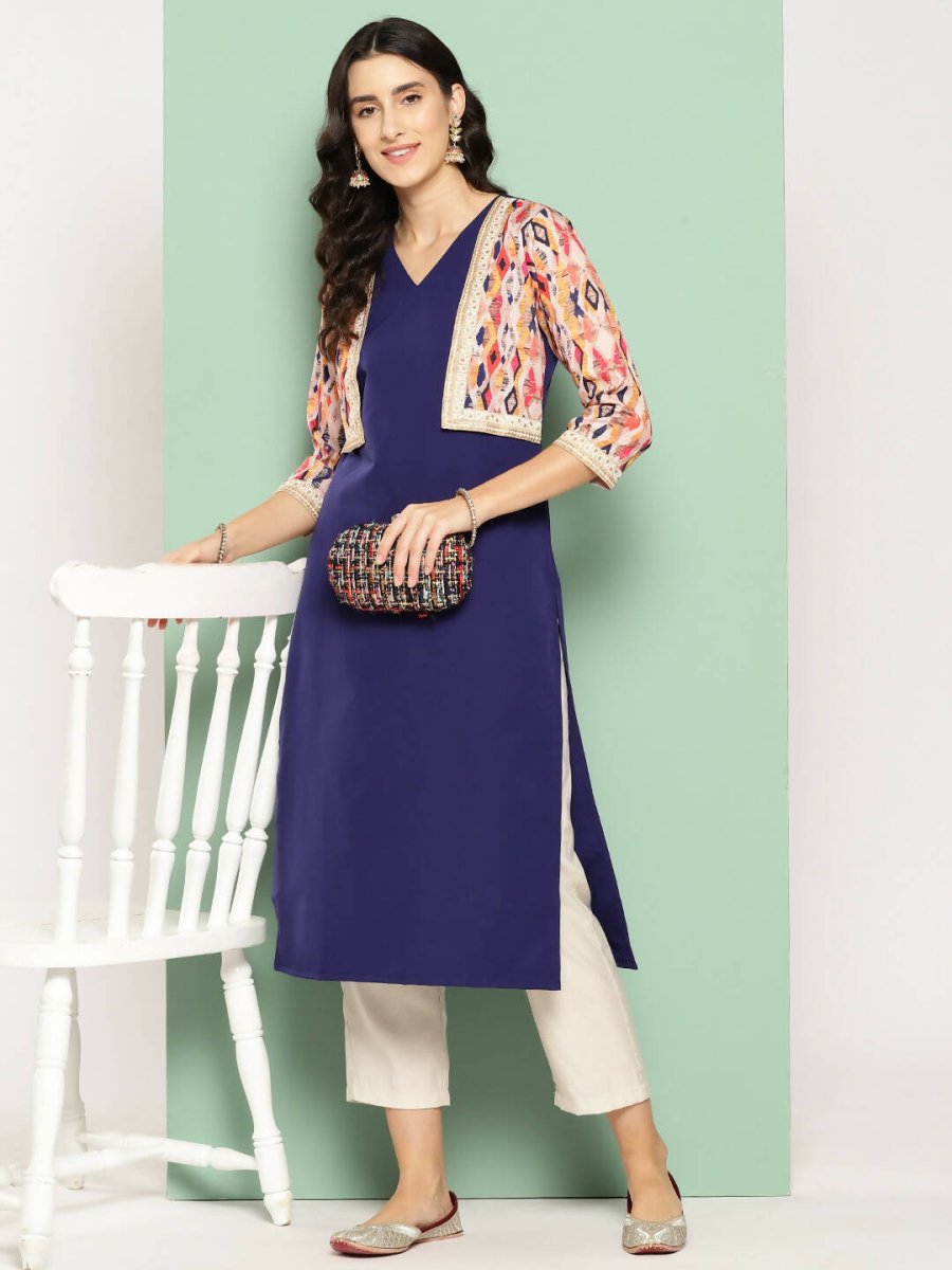 Ahalyaa Women's Traditional wear Kurta - Navy Blue