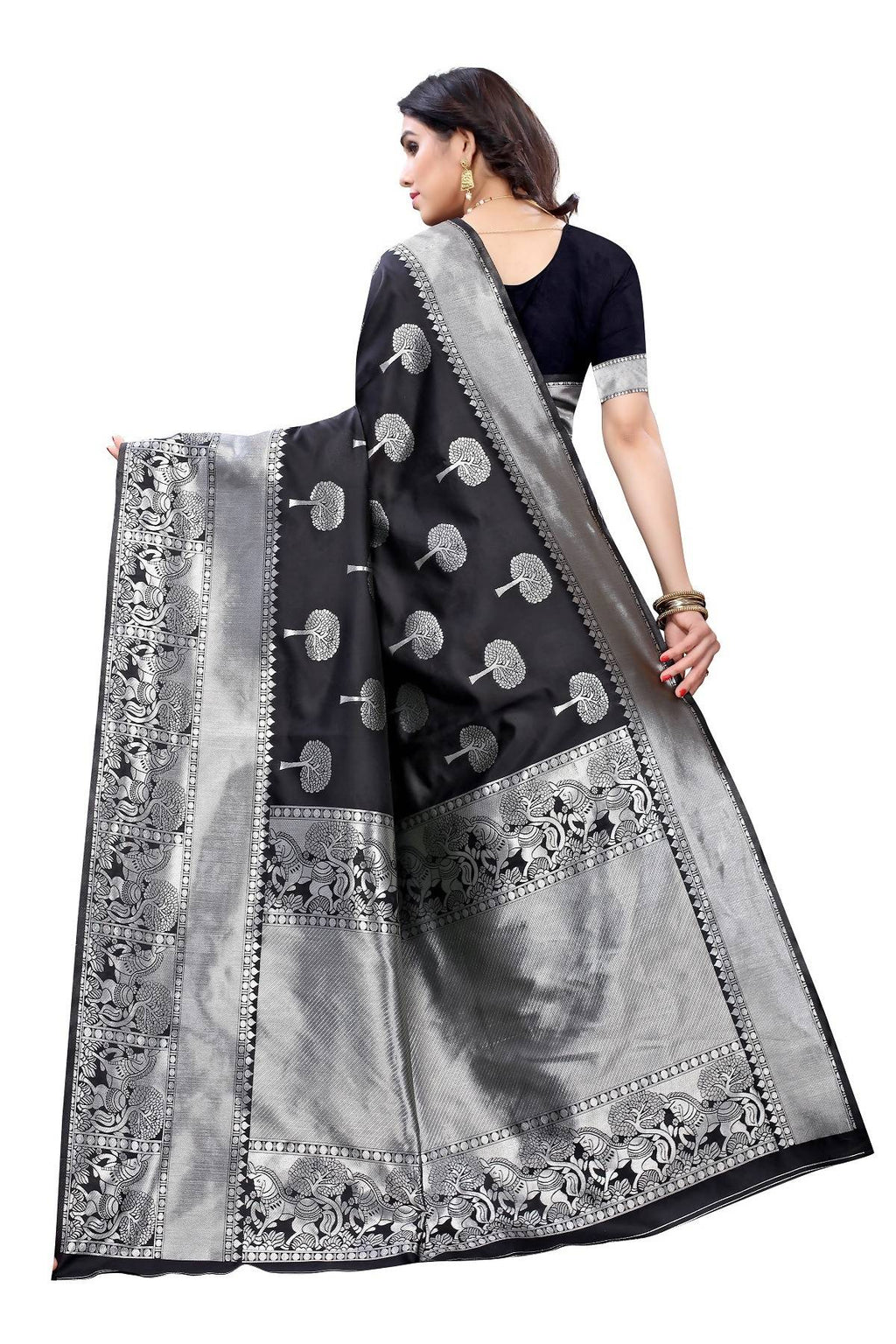 Vamika Banarasi Jacquard Weaving Black Saree (AMEE BLACK)