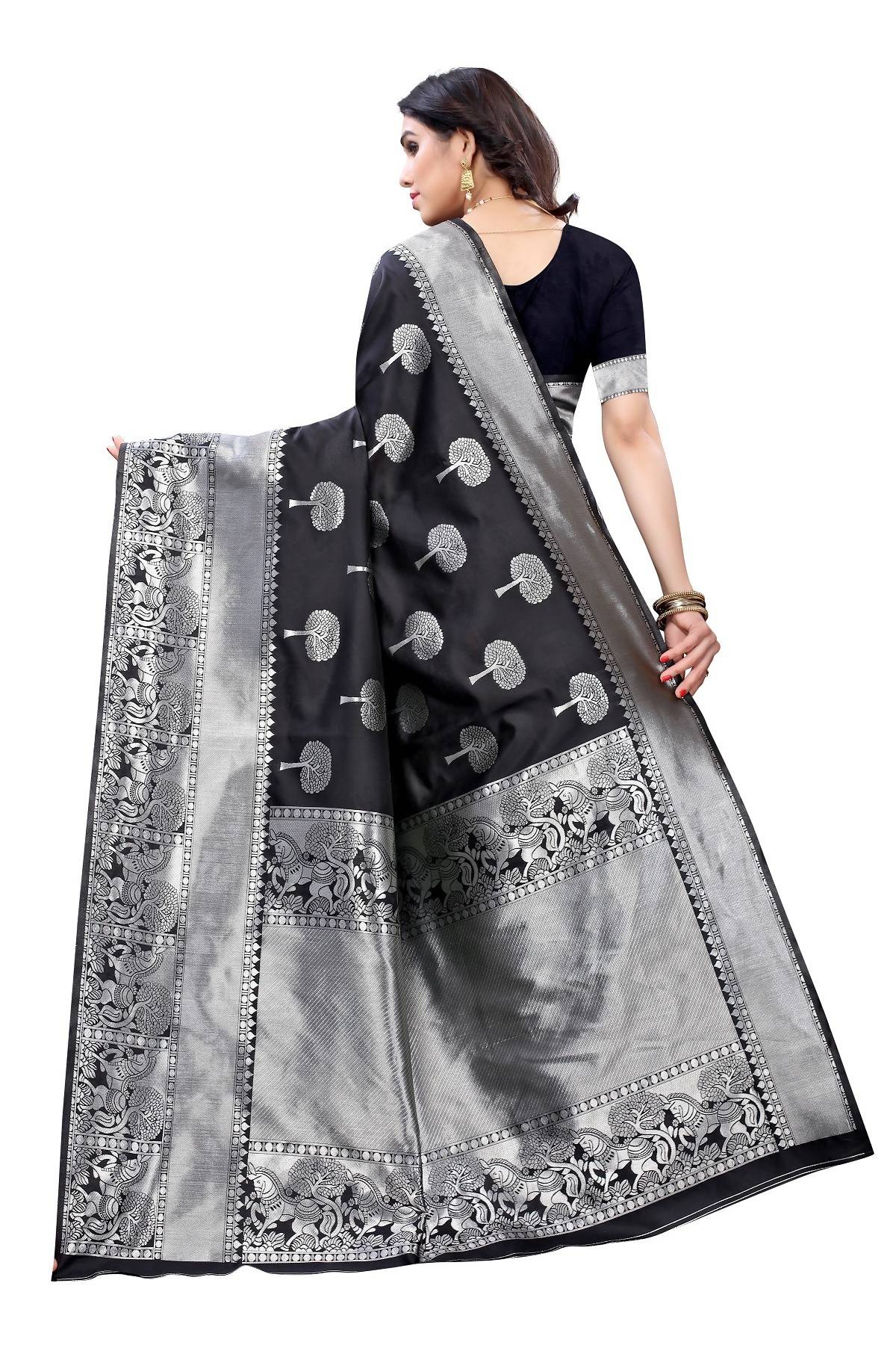 Vamika Banarasi Jacquard Weaving Black Saree (AMEE BLACK)