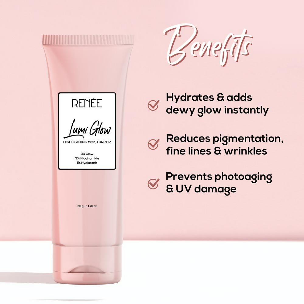 Renee Cosmetics Lumi Glow Highlighter Moisturizer 3D Glow 3% Niacinamide 1% Hyaluronic