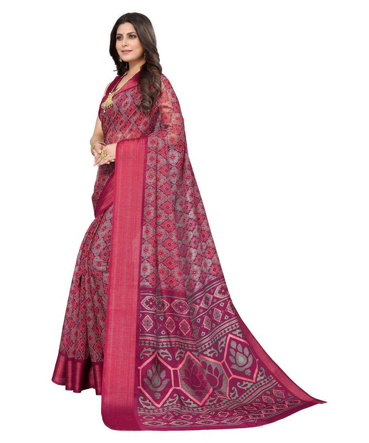 Vamika Cotton Pink Jari Border Bollywood Style Saree (VASU PINK)