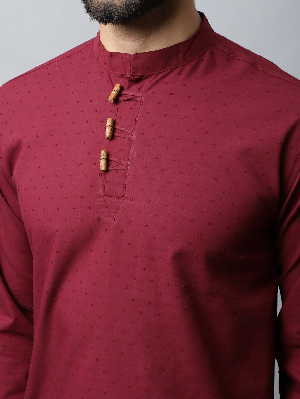 Even Apparels Maroon Color Pure Cotton Men's Kurta With Side Placket (SLD1182)