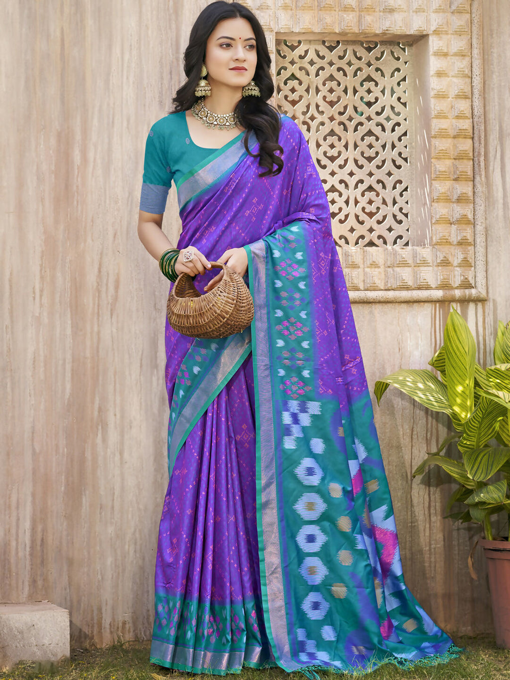 Shree Shyam Fashion Pochampalli Silk Violet Saree
